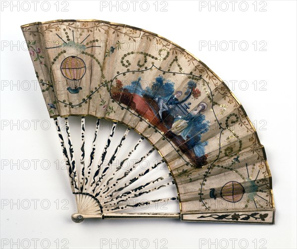 Folding fan with design of Charles and Robert's balloon