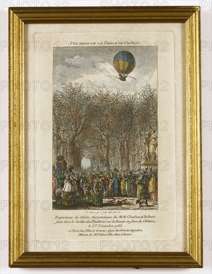 Expérience aérostatique de MM. Charles et Robert faite dans le jardin des Tuileries