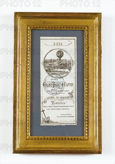Entry ticket to Mr Henri Giffard's fixed vapour balloon enclosure in the Tuileries grounds