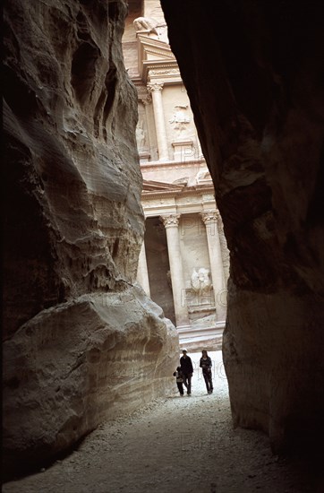 Princess Haya of Jordan in the streets of Petra in April 2002