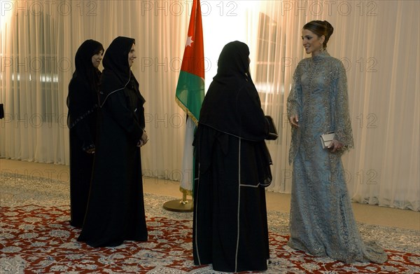 Queen Rania during the second Summit Arab Women's Summit, November 2002