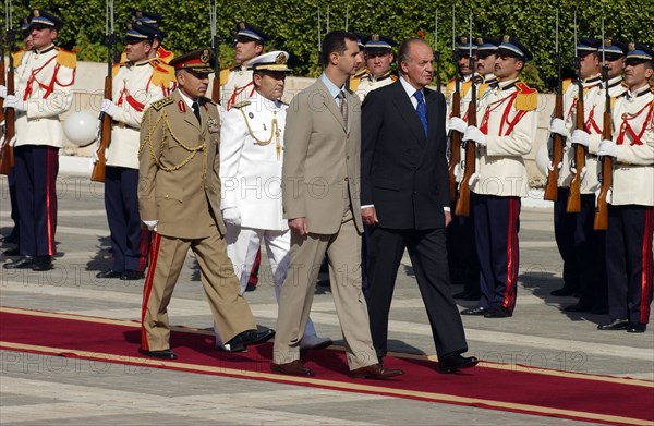 Juan Carlos et sa femme en visite officielle en Syrie, octobre 2003