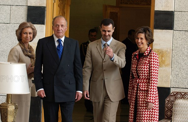 Juan Carlos et sa femme en visite officielle en Syrie, octobre 2003