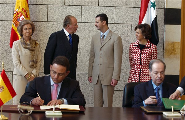 Juan Carlos et sa femme en visite officielle en Syrie, octobre 2003