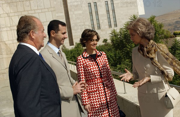 Juan Carlos et sa femme en visite officielle en Syrie, octobre 2003