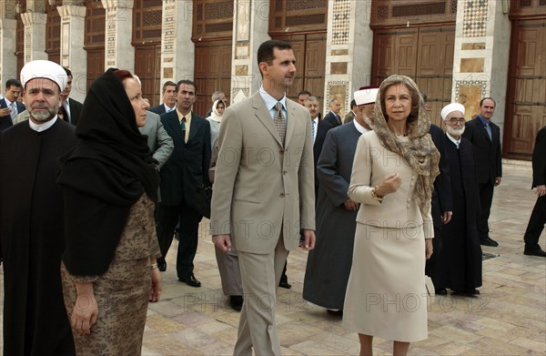 Juan Carlos et sa femme en visite officielle en Syrie, octobre 2003