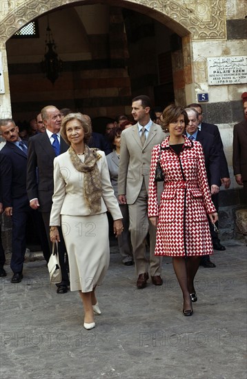 Juan Carlos et sa femme en visite officielle en Syrie, octobre 2003