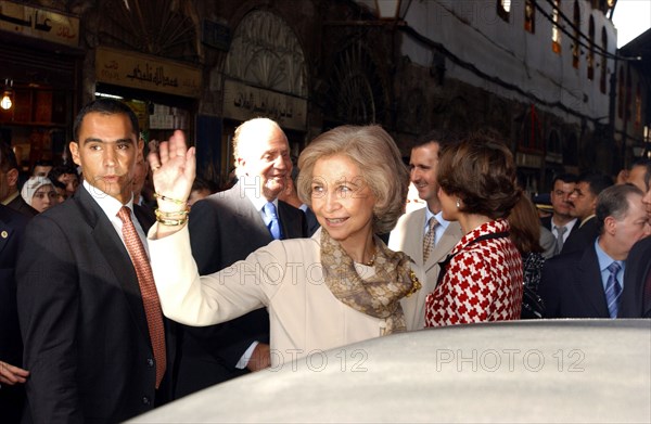 Juan Carlos et sa femme en visite officielle en Syrie, octobre 2003