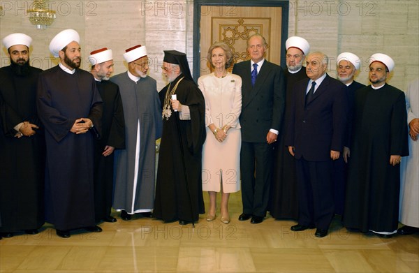 Juan Carlos et sa femme en visite officielle en Syrie, octobre 2003