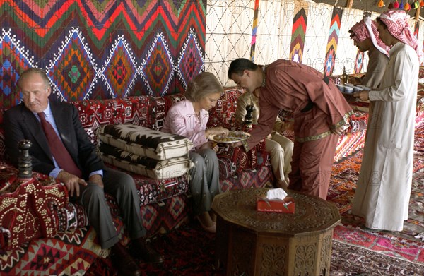 Juan Carlos et la Reine Sophie en visite à Palmyre, octobre 2003