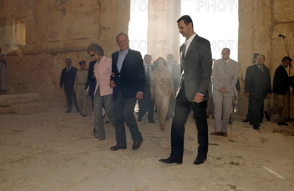 Juan Carlos et la Reine Sophie en visite à Palmyre, octobre 2003