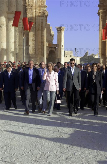 Juan Carlos et la Reine Sophie en visite à Palmyre, octobre 2003