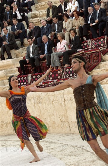 Juan Carlos et la Reine Sophie en visite à Palmyre, octobre 2003