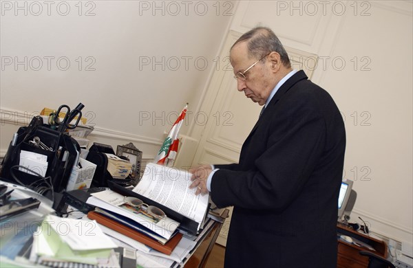 Lebanese General Michel Aoun in his Parisian refuge