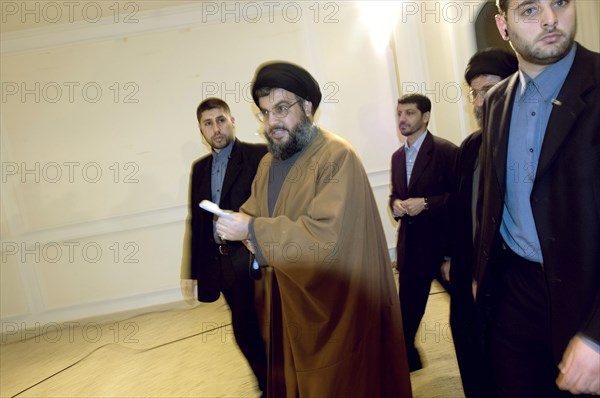 Le secrétaire général du Hezbollah Hassan Nasrallah, mars 2005