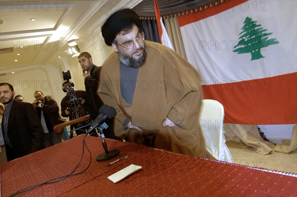 Sheikh Hassan Nasrallah, chief of the Shi'ite Muslim group of Hezbollah