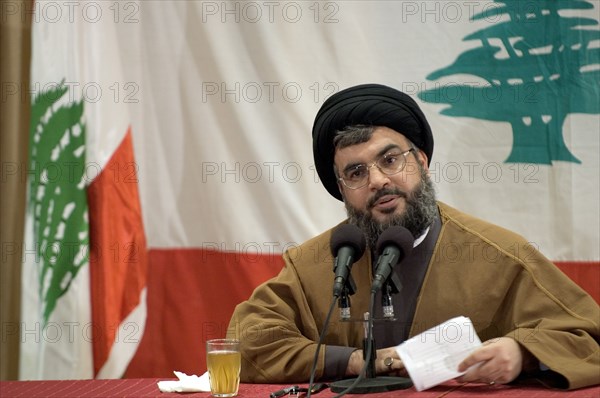 Le secrétaire général du Hezbollah Hassan Nasrallah, mars 2005