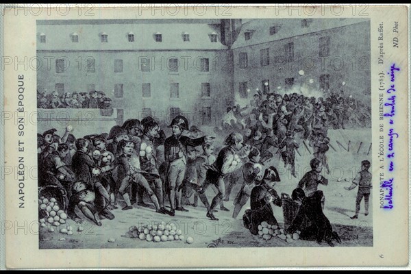 Bonaparte at the school of Brienne. Snowball fight between two teams.