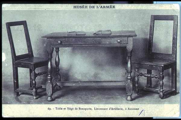 Table and chair belonging to Bonaparte. Auxonne.