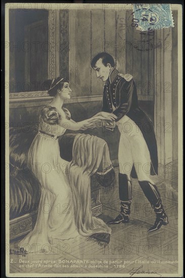 Napoleon Bonaparte Taking Josephine's Leave of Before His Departure to Italy.
