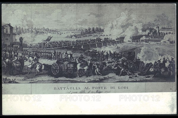 Napoléon Bonaparte. 
Bataille du pont de Lodi.