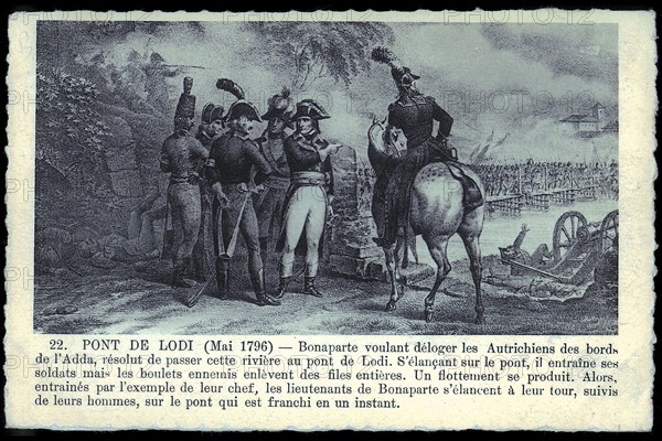 Napoleon Bonaparte. 
Crossing of Lodi Bridge.