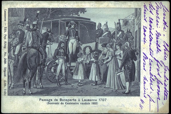 Napoléon Bonaparte. 
Passage de Bonaparte à Lausanne.