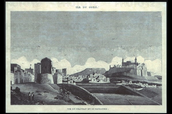 View of the Castle and the Suburb of Gozo Island (Malta).