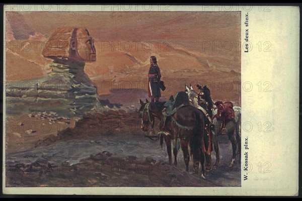 Napoléon Bonaparte devant le Sphinx en Egypte.