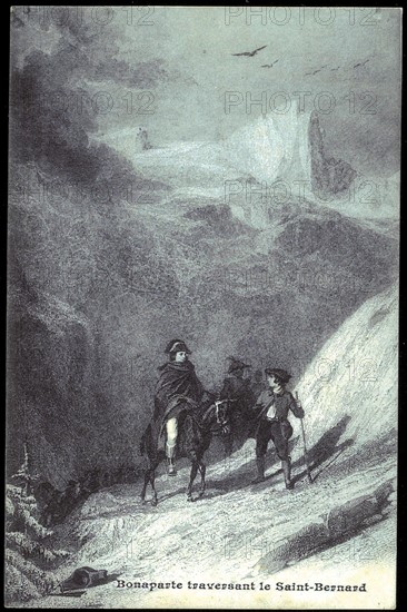 Napoléon Bonaparte. 
Le passage du Mont Saint-Bernard.