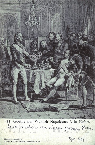 Meeting between Goethe and Napoleon I in Erfurt (Germany).