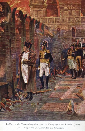 Napoléon 1er : campagne de Russie.
Incendie du Kremlin.
1812