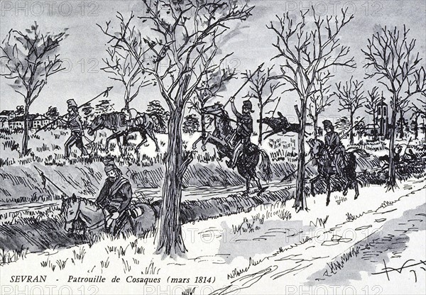 Campagne de France : patrouille de cosaques.