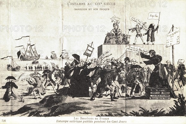 The Hundred days: satirical engraving against the Bourbon Restauration.