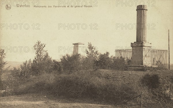 Waterloo: Hanoverian monuments and the memorial of General Gordon.