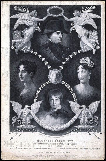 Portraits of Napoleon I, Empresses Joséphine and Marie-Louise and Napoleon II.