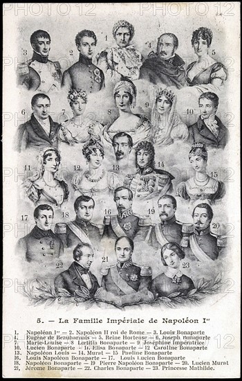 Portraits de Napoléon 1er, des impératrices Joséphine et Marie-Louise et de la famille de l'empereur.