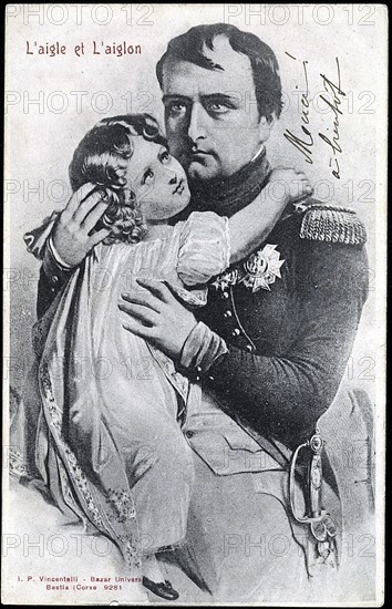 Portrait of Napoleon I and his son.