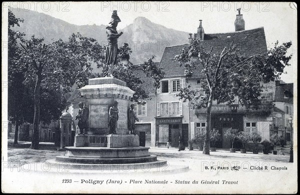 Statue of General Travot in Poligny (Jura).