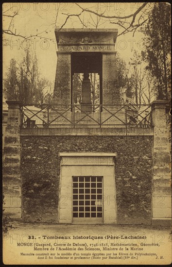 Ancient gravestone of Gaspard Monge at the Père-Lachaise cemetery.