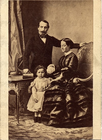 Napoleon III, Empress Eugénie and their son Louis Napoléon Eugène Jean Joseph Bonaparte