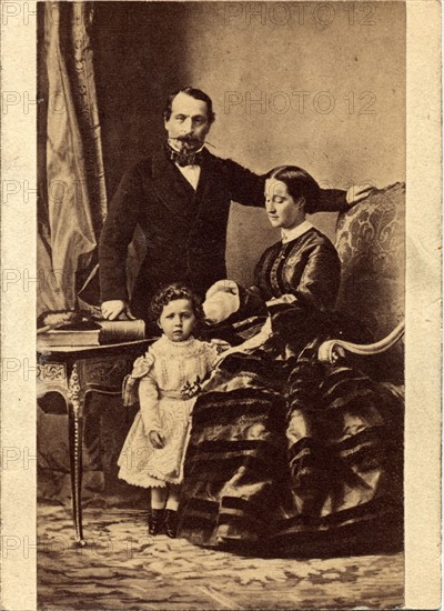 Napoléon III, l'Impératrice Eugénie et leur fils Louis Napoléon Eugène Jean Joseph Bonaparte