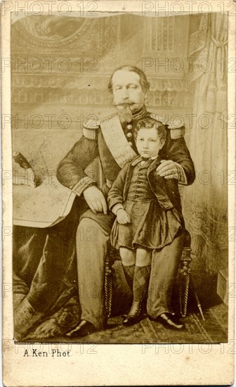 Napoléon III et son fils Louis Napoléon Eugène Jean Joseph Bonaparte