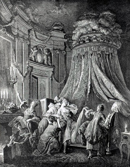 Engraving by Baudoin, Intimate scene