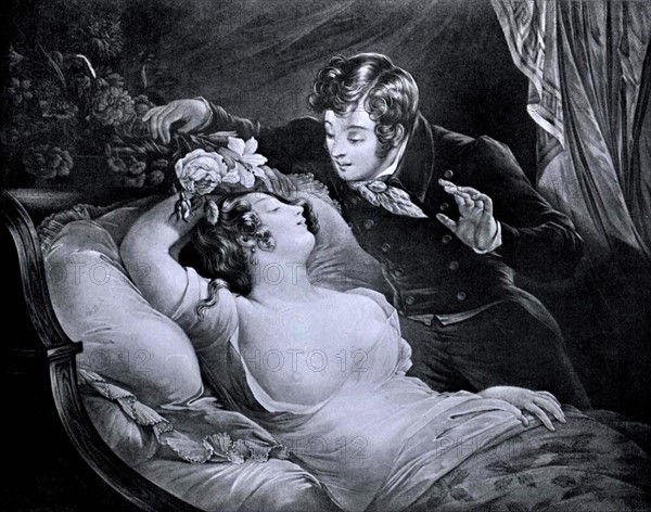 Engraving by Octave Tassaert, Intimate scene