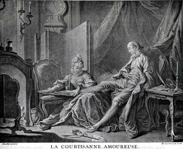 Engraving by Boucher, The Courtisan in Love