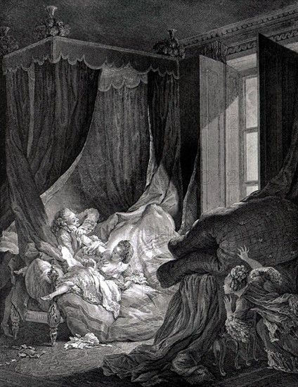 Engraving by Baudoin, Intimate scene