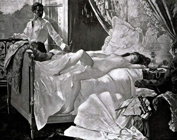 Engraving by Henri Gervew, Intimate scene