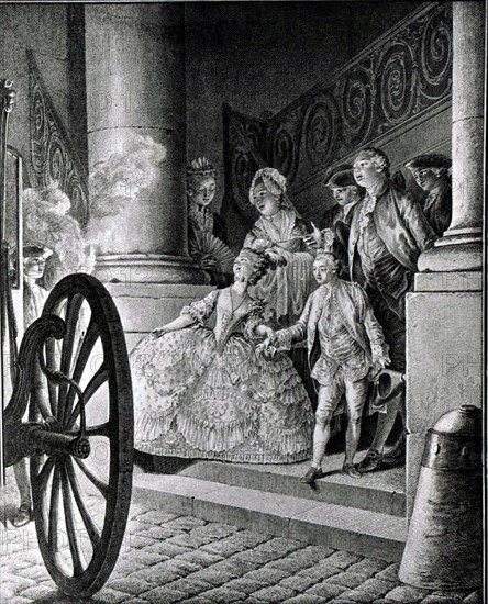 Engraving by Jean Moreau, called Moreau the Younger, Typical scene