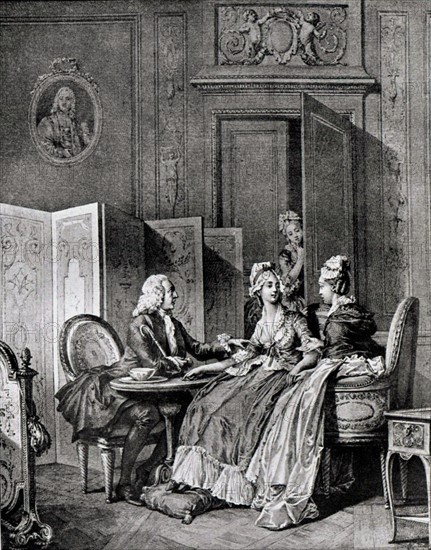 Engraving by Jean Moreau, called Moreau the Younger, Love scene